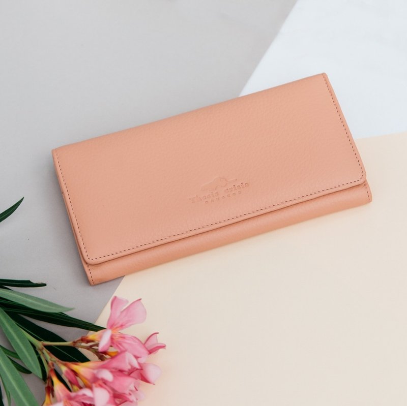 'POPPY' WOMAN LONG LEATHER WALLET-PINK - 皮夹/钱包 - 真皮 粉红色