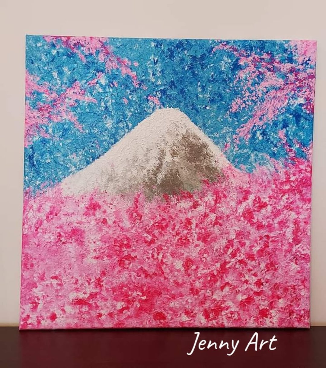富士山樱花 无框画 抽象画 画作 挂画 居家摆设 居家生活 - 海报/装饰画/版画 - 其他材质 粉红色