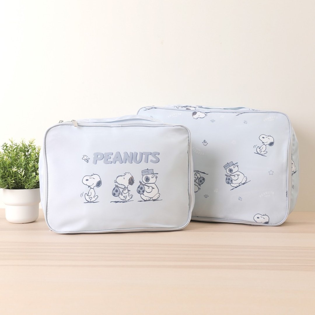Peanuts 史努比旅行压缩收纳袋 L 满版 Snoopy 双层行李收纳压缩袋 - 行李箱/行李箱保护套 - 聚酯纤维 多色