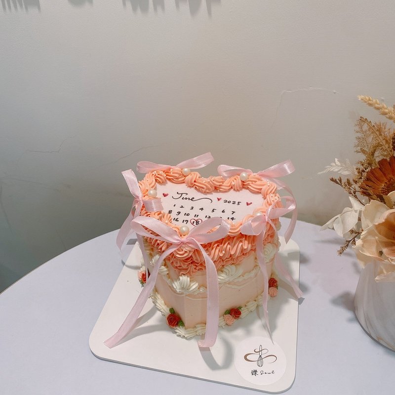 可爱女人 燃烧爱心蛋糕 鲜奶油挤花 铄甜点 生日蛋糕 纪念日 缎带 - 蛋糕/甜点 - 新鲜食材 