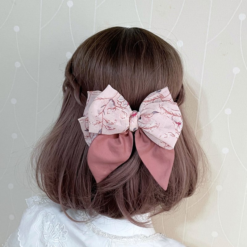 珊瑚红 / 多层打结蝴蝶结垂式鲨鱼夹 发圈 弹簧夹 发梳 鸭夹 边夹 - 发饰 - 其他材质 