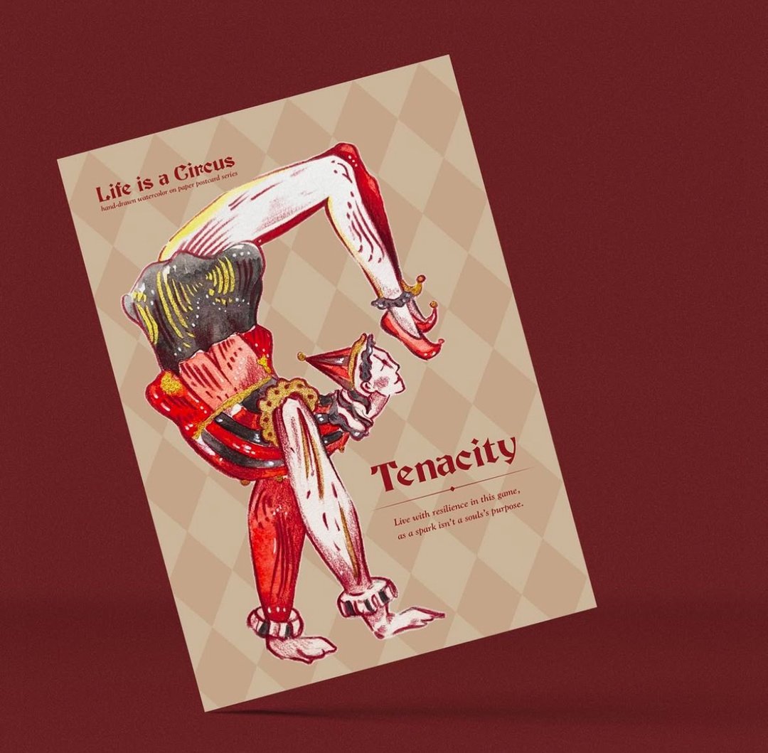【人生马戏团系列】【Tenacity 白色小丑】手绘水彩明信片 - 卡片/明信片 - 纸 