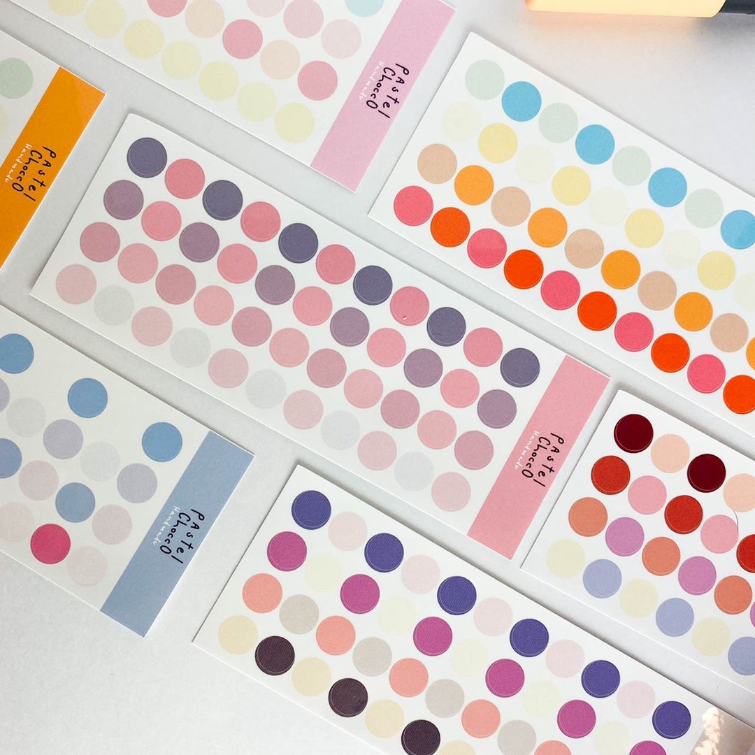 PP sticker sheet color pastel point for decorating,kisscut planner sticker - 贴纸 - 防水材质 粉红色