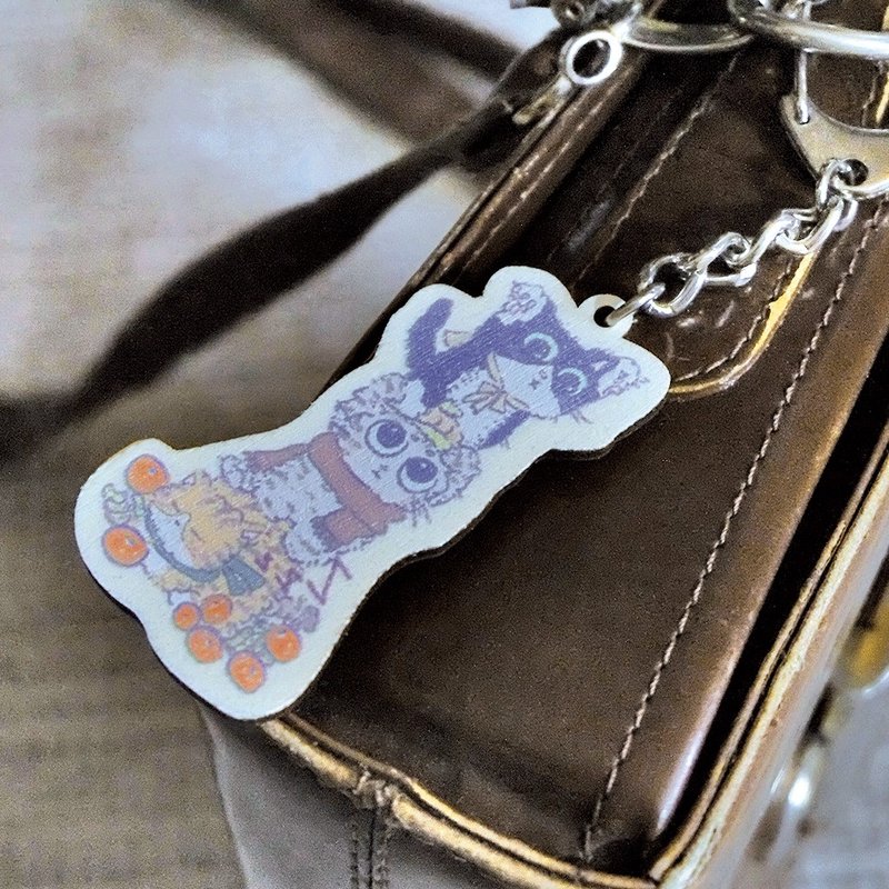 【吊饰/钥匙圈】木头材质 _ 当状况变得艰难 坚强的人更会使前进 - 钥匙链/钥匙包 - 木头 卡其色