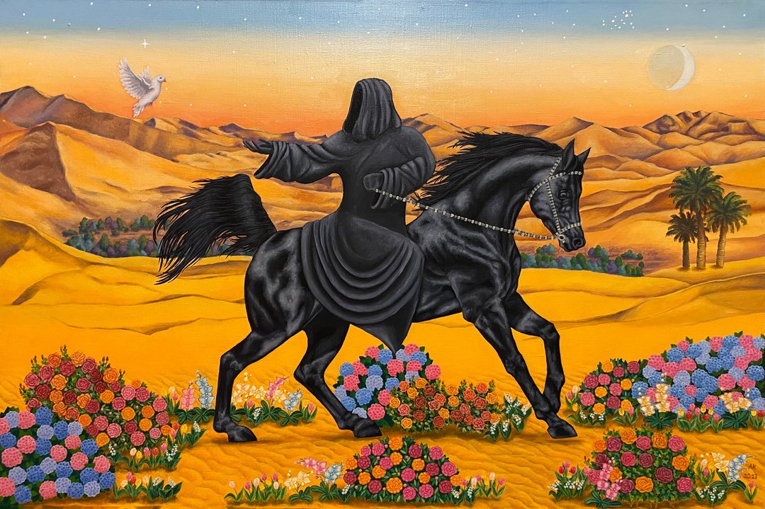 认知，原创油画，布面油画，黑马，沙漠景观 - 墙贴/壁贴 - 其他材质 橘色