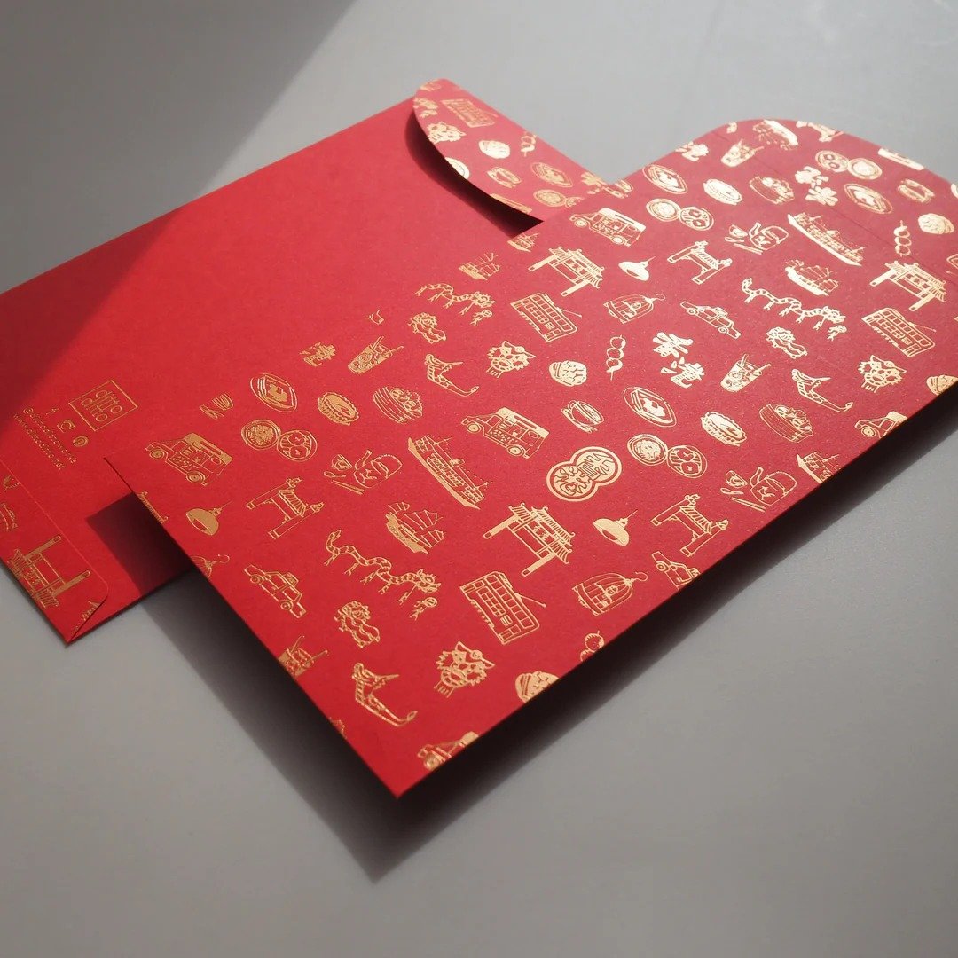 香港风格图案信封 (6个装) - 红色 - 信封/信纸 - 纸 红色