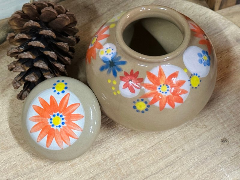 台湾制造 手工绘制 陶瓷茶仓 茶叶罐 储物罐 - 茶具/茶杯 - 陶 橘色