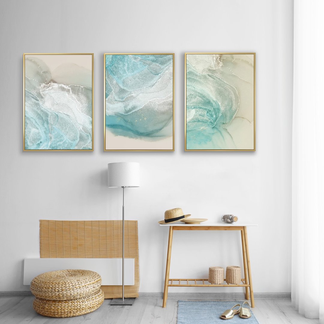 【联画优惠组合】浪与岸组合挂画/水蓝色夏天海滩/酒精挂画 - 海报/装饰画/版画 - 其他材质 透明