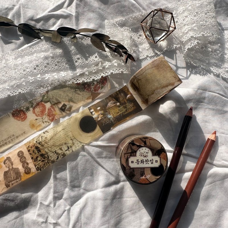 Light-Flower Cafe 宽版和纸胶带 - 纸胶带 - 纸 咖啡色