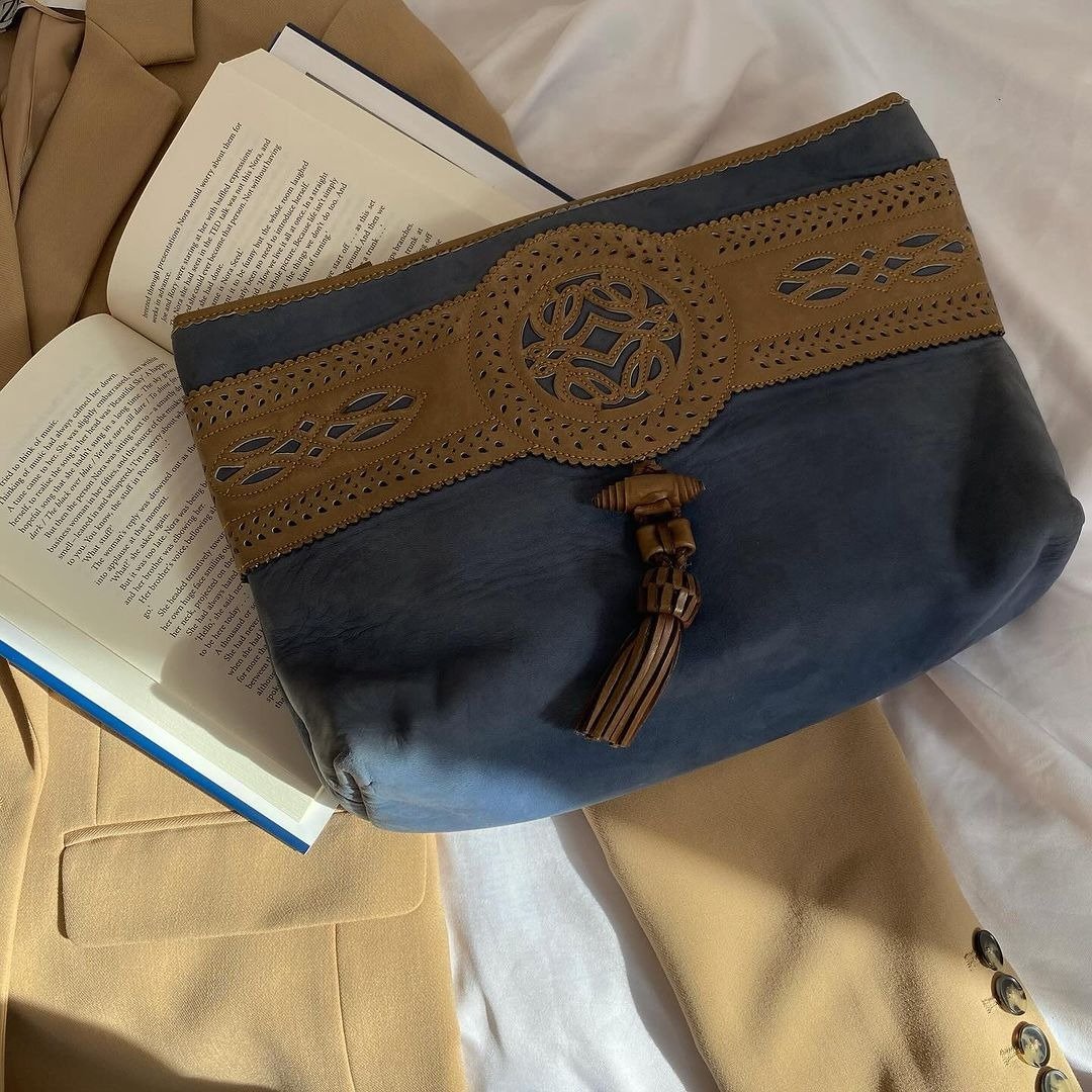 中古包 Loewe罗威 罕有狩猎系列手拿包 - 手拿包 - 真皮 蓝色