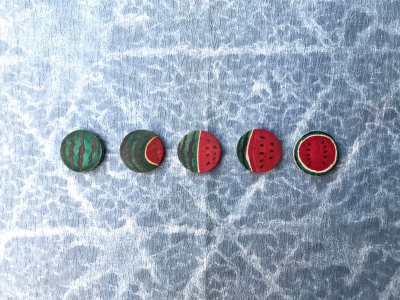 西瓜的阴晴圆缺/ 耳环 聪明的招式 高智商造型 幽默感 讽刺句 - 耳环/耳夹 - 木头 多色