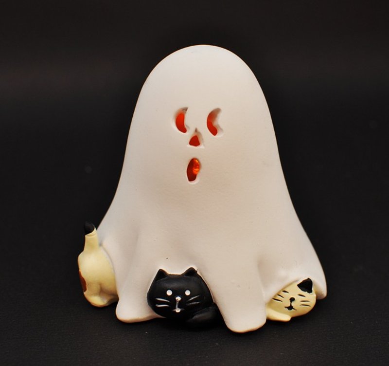 【日本Decole】concombre万圣节限量LED造型灯-猫猫扮幽灵 - 灯具/灯饰 - 其他材质 白色