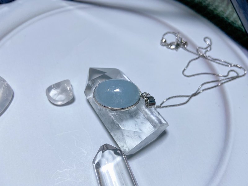 |海蓝宝项链|简约气质|万能链|锁骨链|海蓝宝/925银/防过敏保色 - 项链 - 半宝石 蓝色