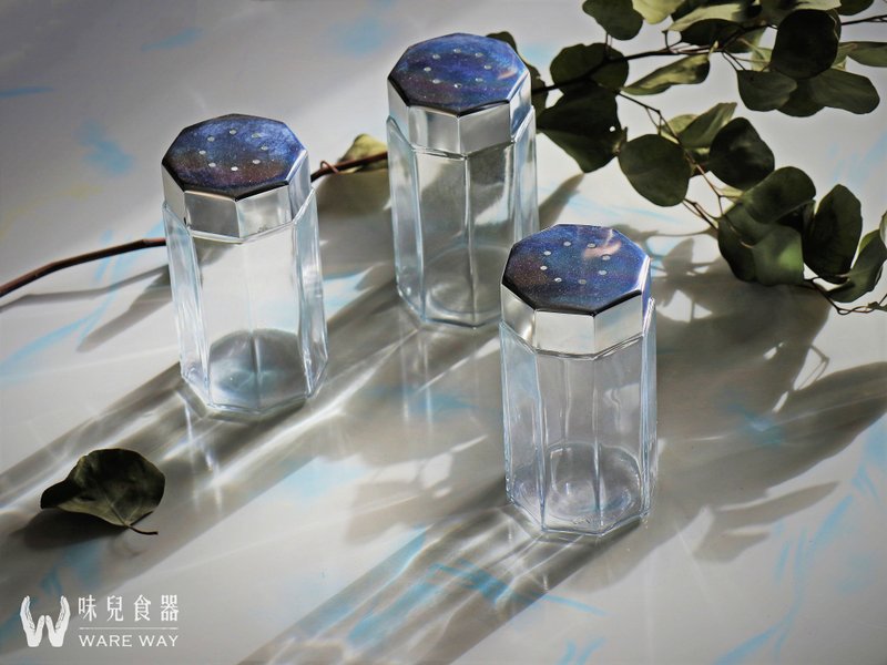 早期luminarc八角－透 • 调味罐 (餐具/旧货/老物/玻璃/盐/糖) - 调味罐/酱料瓶 - 玻璃 透明