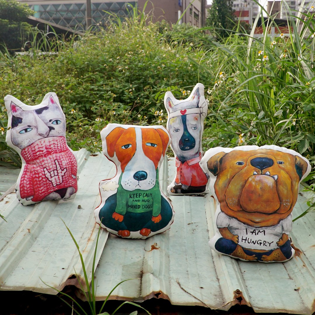 浪浪抱枕 X 静坐全系列 X 街犬与浪猫 - 枕头/抱枕 - 棉 