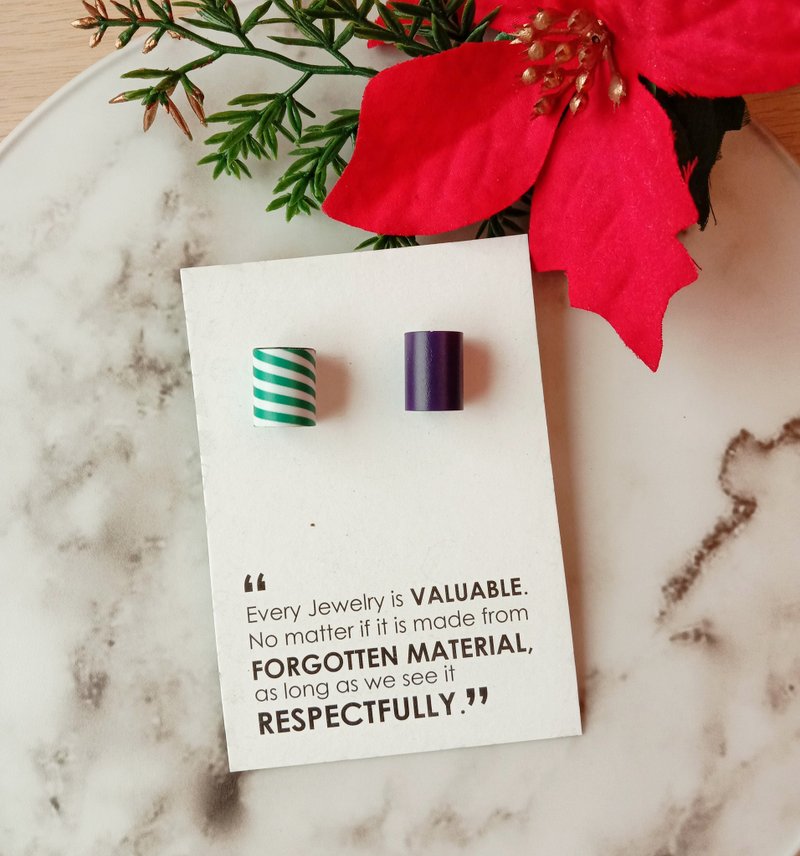 耳环_缤纷色鼓珠 鸢尾花色组合_PICCOLO 系列 - 耳环/耳夹 - 纸 紫色