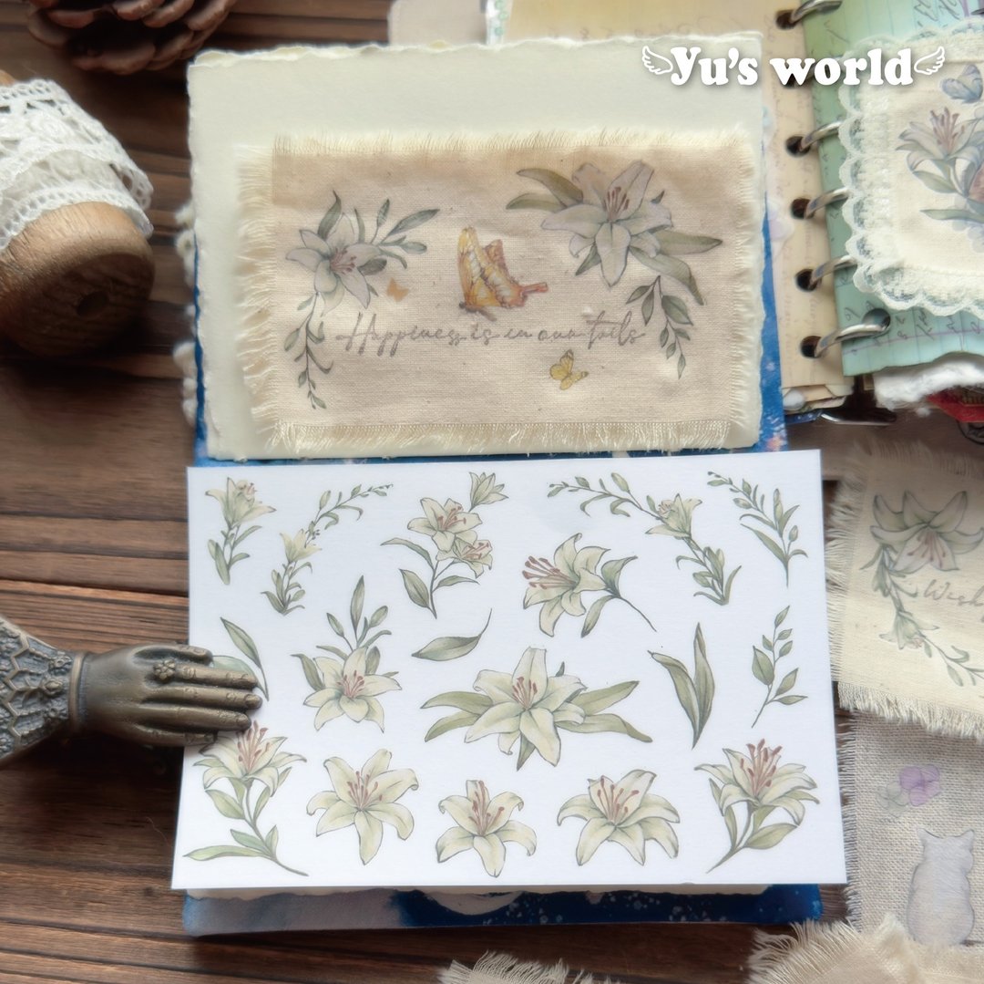 new / 百合花转印贴纸套组 - 贴纸 - 纸 绿色