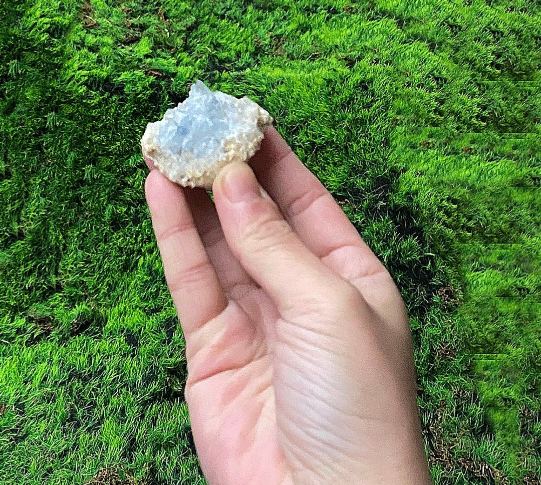 天然可爱能量原矿天空蓝小天青石簇 疗愈 治愈 居家能量摆饰 - 摆饰 - 水晶 蓝色