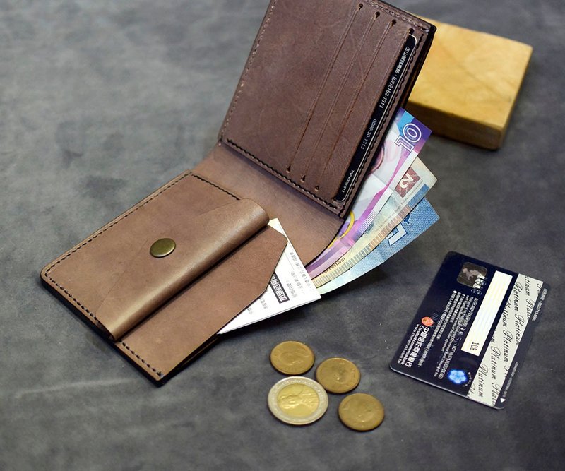 双层钞票袋+零钱袋  真皮短夹 - 皮夹/钱包 - 真皮 