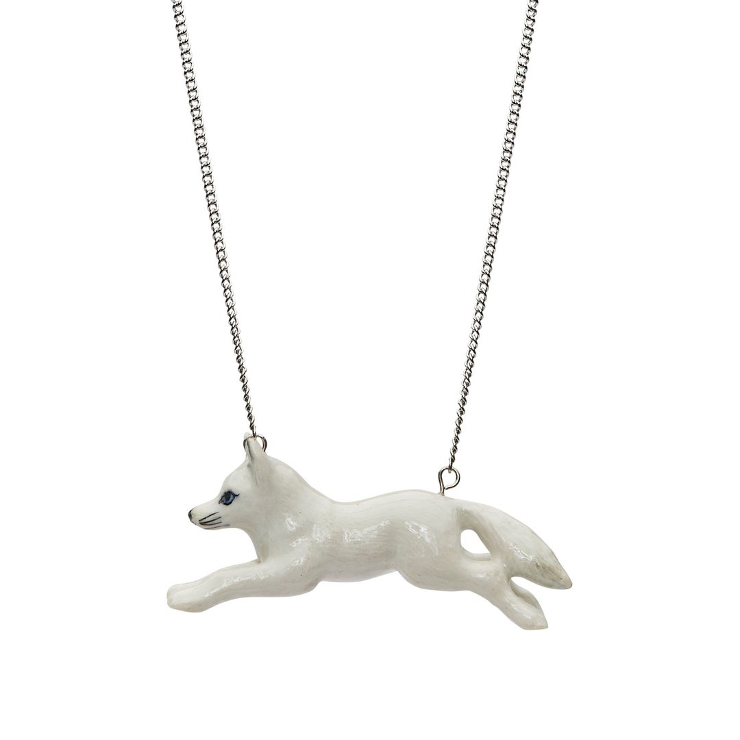 AndMary 手绘瓷项链-雪狐 礼盒装 Snow Fox Necklace - 项链 - 瓷 白色