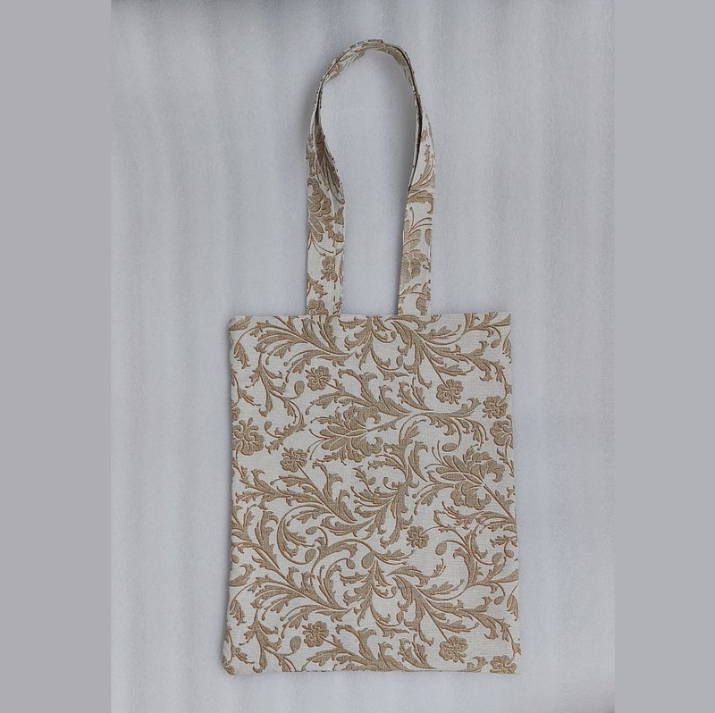 耐用可重复使用的灰色手提袋 - 手提包/手提袋 - 棉．麻 金色