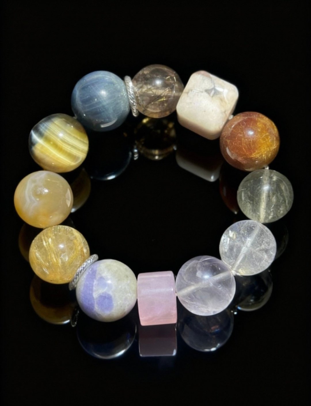 Crystal.EAA 设计款水晶手链 雾屿 金钛晶 紫方钠 铜发晶 粉晶 - 手链/手环 - 水晶 多色