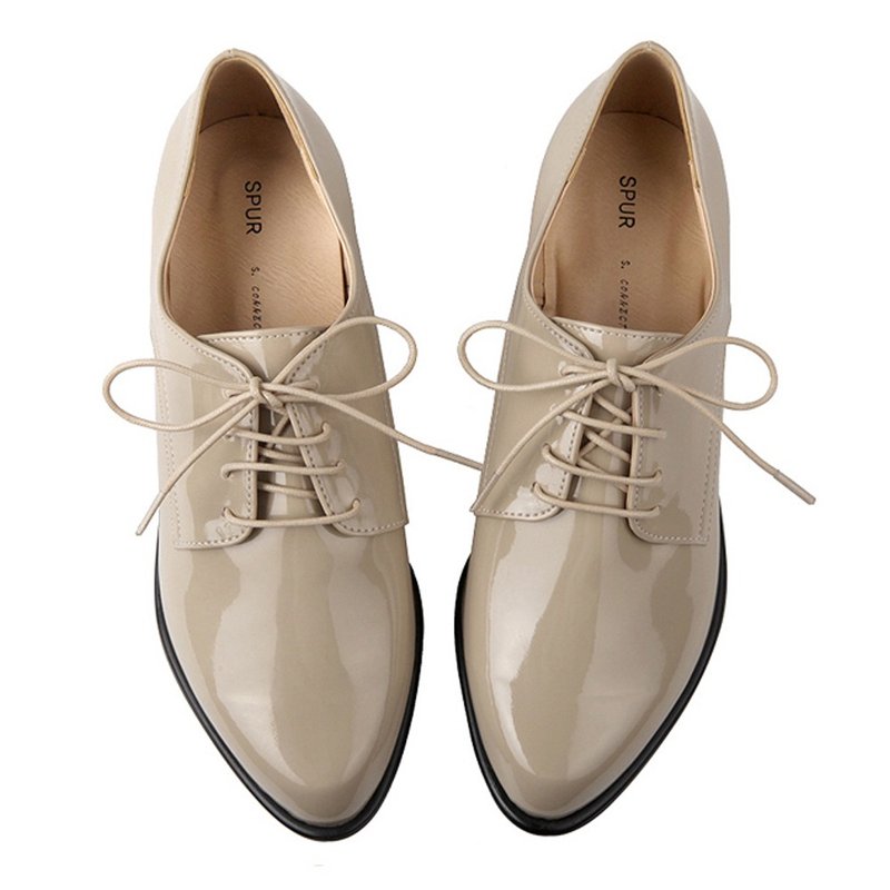 SPUR 经典绑带牛津鞋 HF7011 BEIGE - 女款牛津鞋/乐福鞋 - 人造皮革 