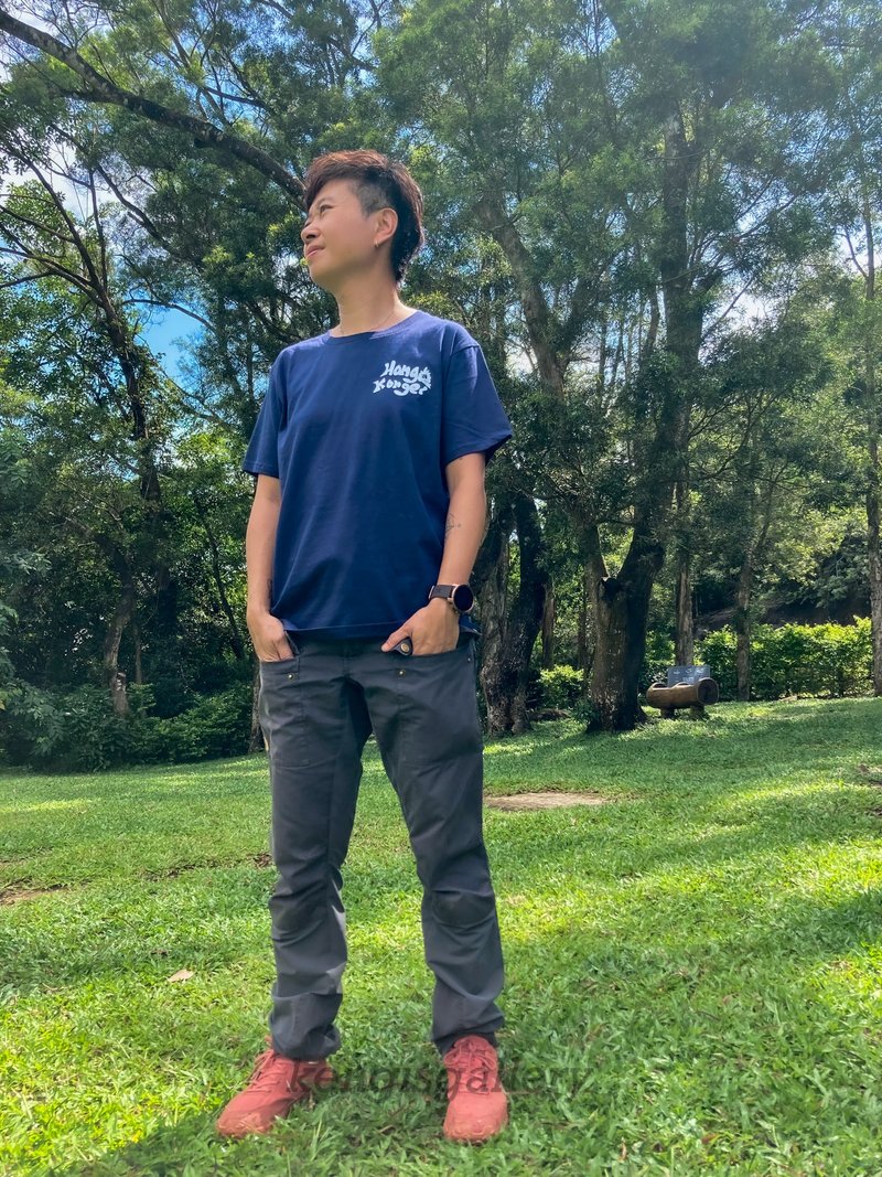 香港街道Tee - 中性连帽卫衣/T 恤 - 棉 蓝色