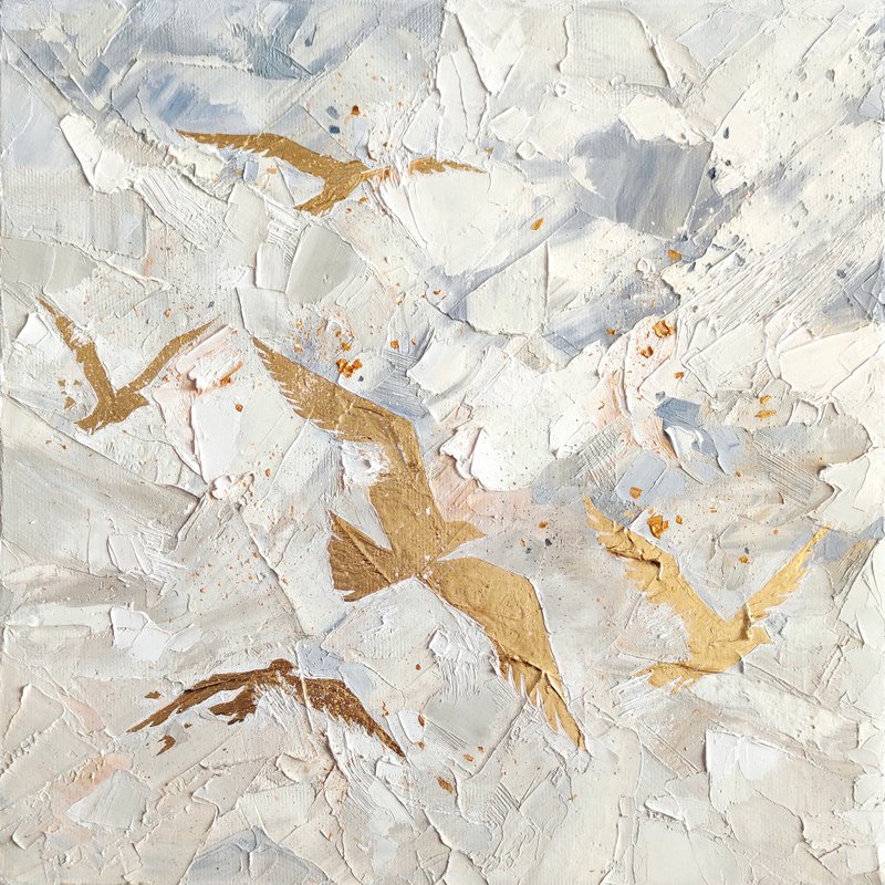 鸟 / 飞鸟 / 鸟画 / 画 / 油画 / 绘画 / 原绘 / 绘画 / 抽象画 - 海报/装饰画/版画 - 其他材质 白色