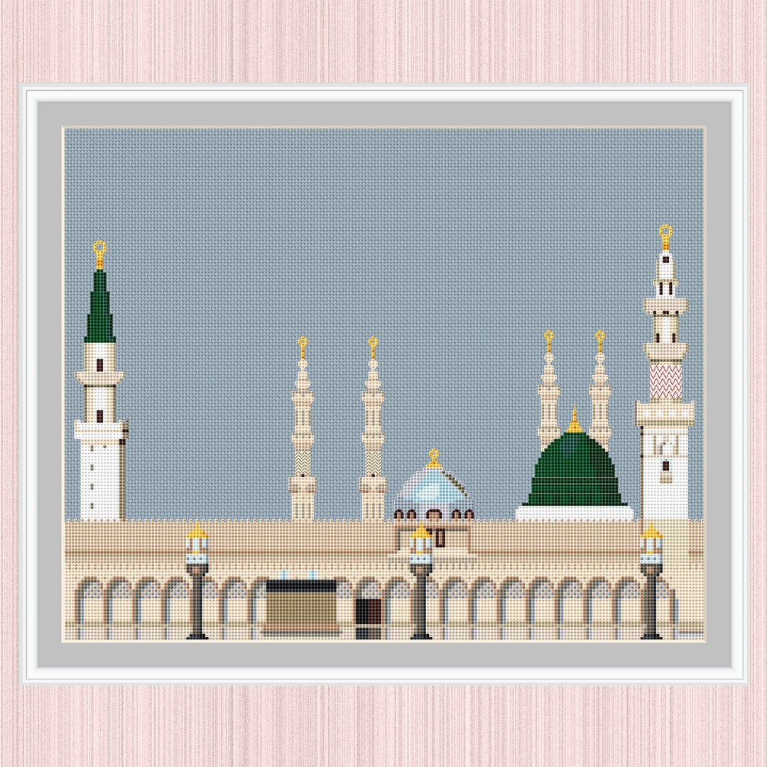 Prophet's Mosque Cross Stitch Pattern | Al-Masjid An-Nabawi | Green Dome 十字繡圖案 - 手工艺教程/工具书 - 其他材质 