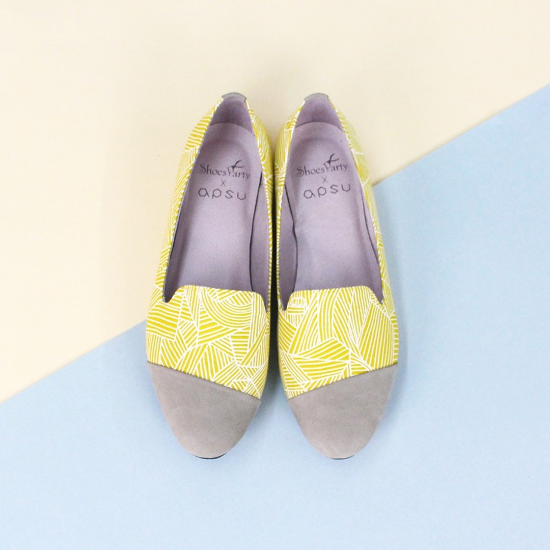 -----------Shoes Party-----------麦田圈吃黄鸭鸭斜拼接欧贝拉 /手工订制/日本布料 - 女款休闲鞋 - 其他材质 