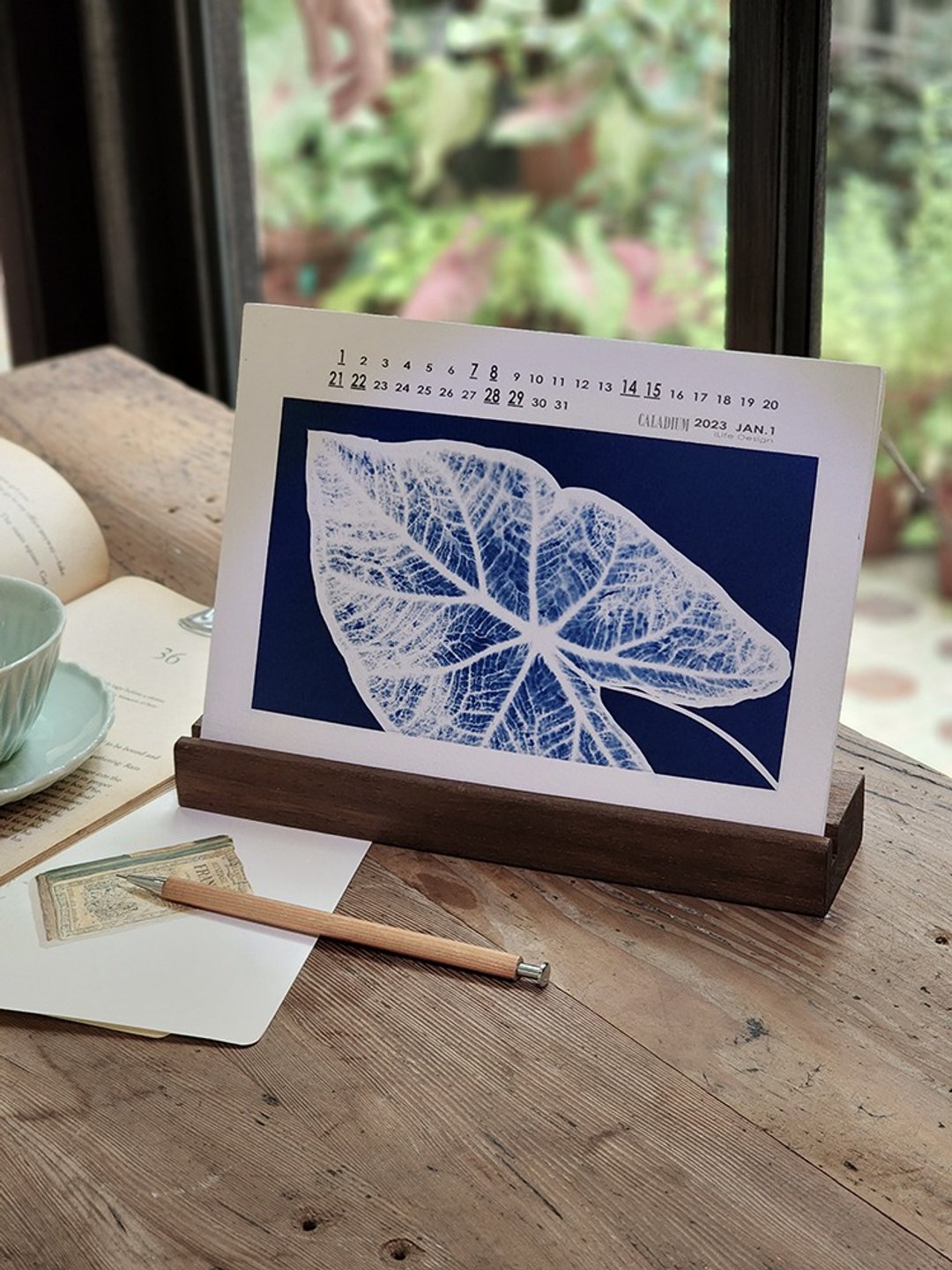 蓝晒植物月暦/桌暦/一月一彩叶芋图鉴 - 年历/台历 - 棉．麻 