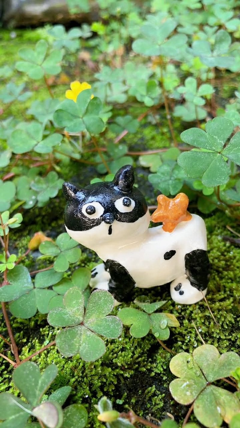 背着星星的奔驰猫猫 瓷偶 - 玩偶/公仔 - 瓷 白色