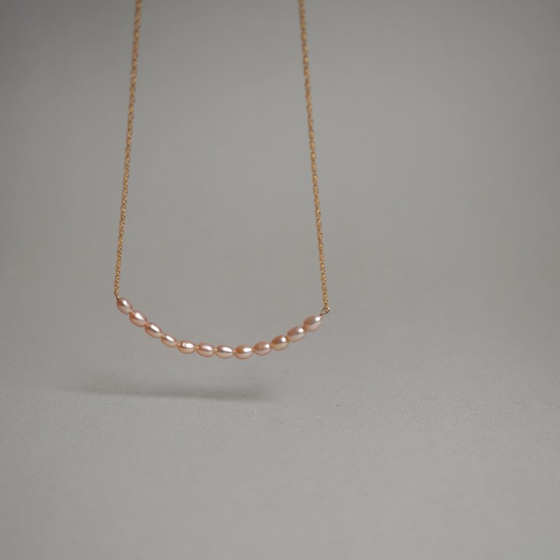 14kgf 淡水珍珠 细链项链 - 项链 - 其他金属 粉红色