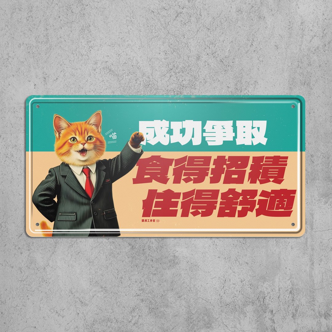 食得招积 住得舒适 - 铁皮装饰 挥春 - 墙贴/壁贴 - 其他金属 多色