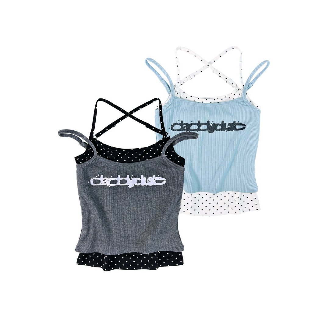 DADDYCLUB | Dtan Layer Tank Top 可爱叠层细肩带上衣 - 女装上衣 - 其他材质 