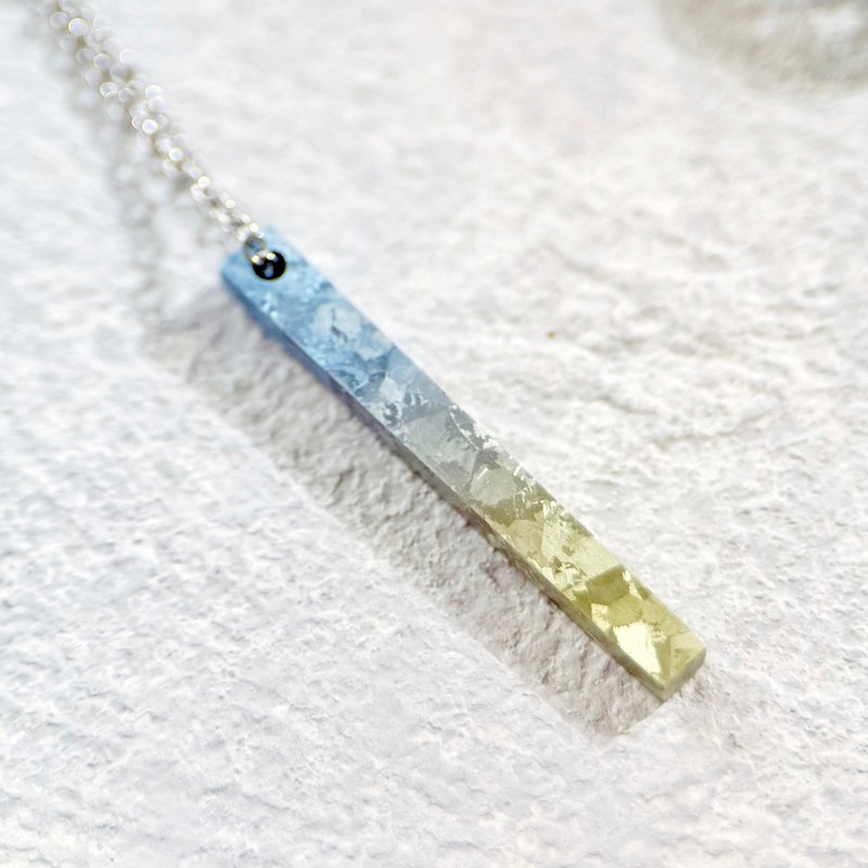 方形长条项链 结晶化钛 海滩色泽 - 项链 - 其他金属 蓝色