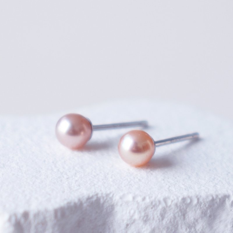 弥谙【4-4.5mm高亮樱花粉丝迷你珍珠耳钉】简约百搭精致通勤款 - 耳环/耳夹 - 其他材质 