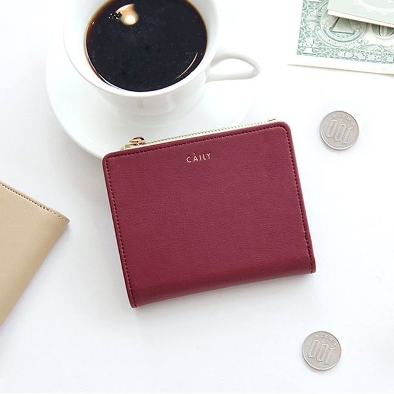 GMZ-CAILY质感生活皮革短夹-博根地红,GMZ03664 - 皮夹/钱包 - 真皮 红色