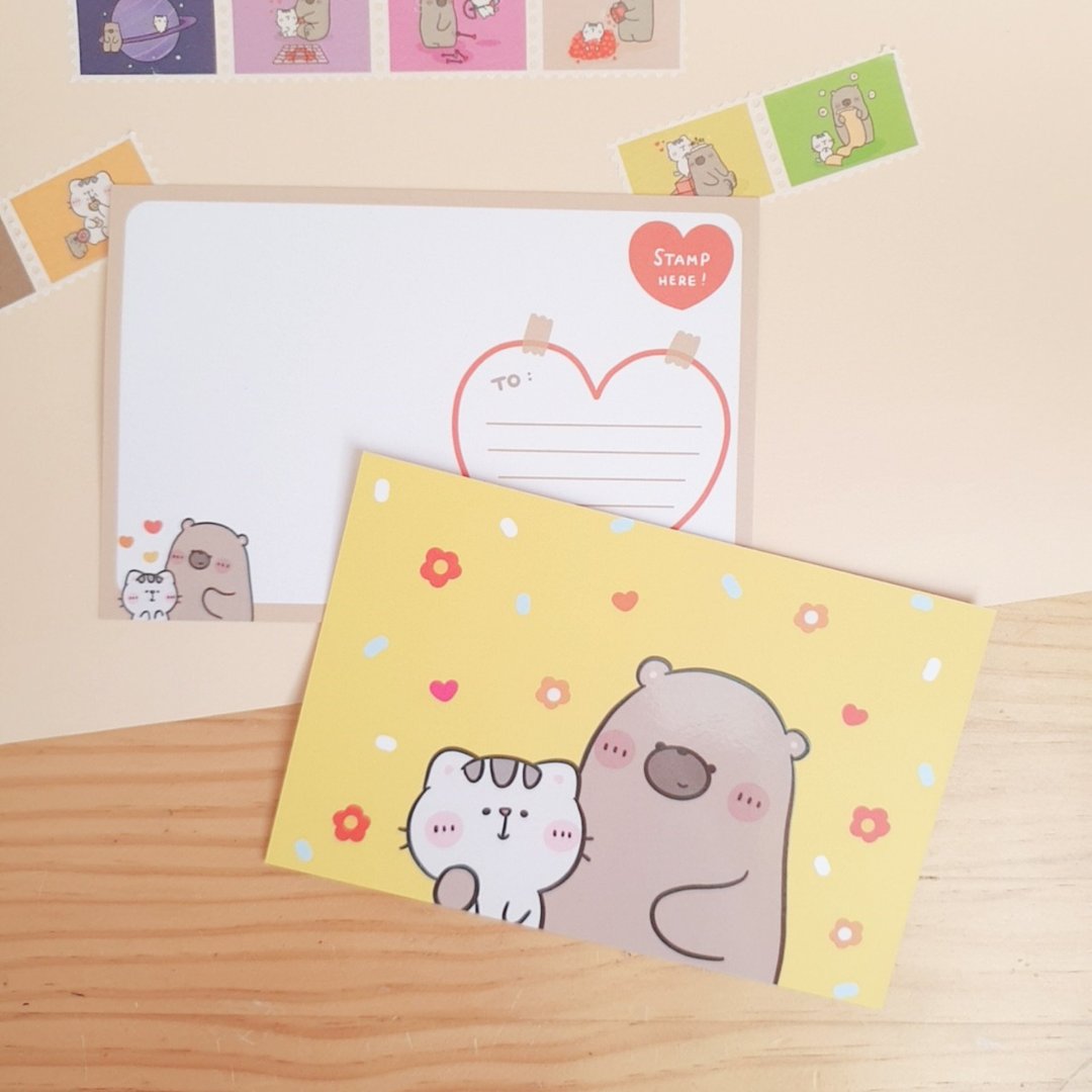 Postcard : Love story - Yellow Flower - 卡片/明信片 - 纸 黄色