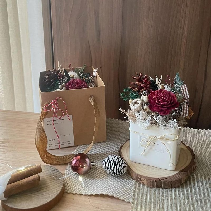 【圣诞扩香盆花】圣诞节 交换礼物 圣诞礼物 圣诞花圈 干燥盆花 - 干燥花/捧花 - 植物．花 