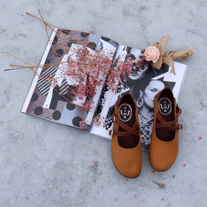 【换季特卖】圆头鞋 娃娃鞋 磨毛 玛莉珍鞋 头层牛巴哥 懒人鞋 大 - 玛莉珍鞋 - 真皮 咖啡色