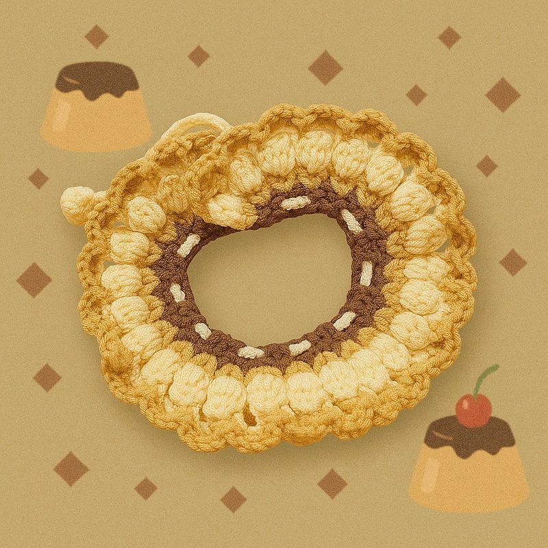 焦糖布丁钩织宠物围脖 - 衣/帽 - 其他材质 