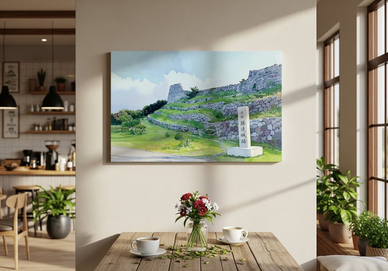 日本制帆布挂画・胜连城迹、冲绳・日本风景・送礼、摆设 - 墙贴/壁贴 - 棉．麻 