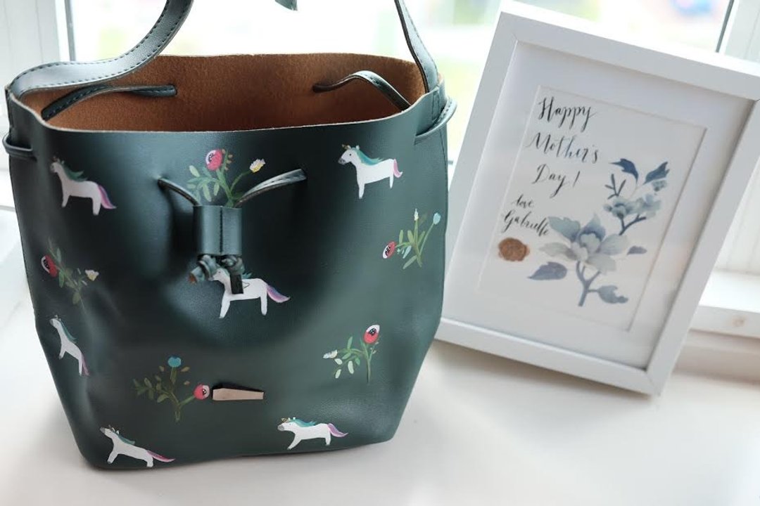 Unicorn Floral Bucket Bag - 侧背包/斜挎包 - 真皮 绿色