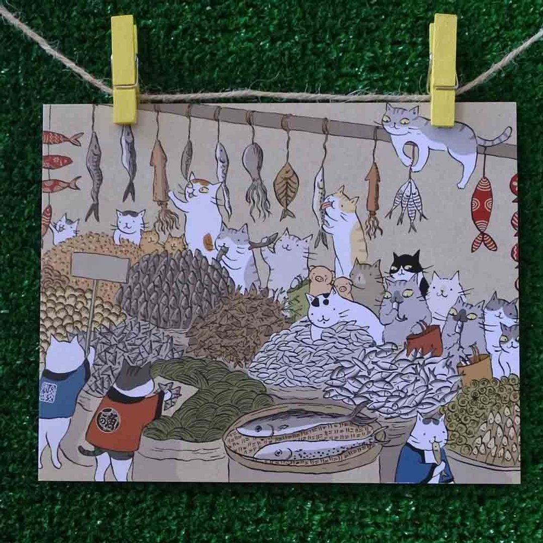 3猫小铺猫咪插画明信片(画家:猫小姐) – 办年货 - 卡片/明信片 - 纸 