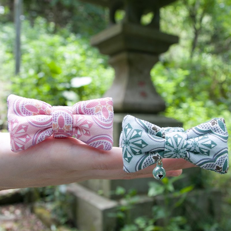 海棠窗花系列-领结款 猫项圈 狗项圈 定制化尺寸 刻字服务 吊牌 - 项圈/牵绳 - 棉．麻 