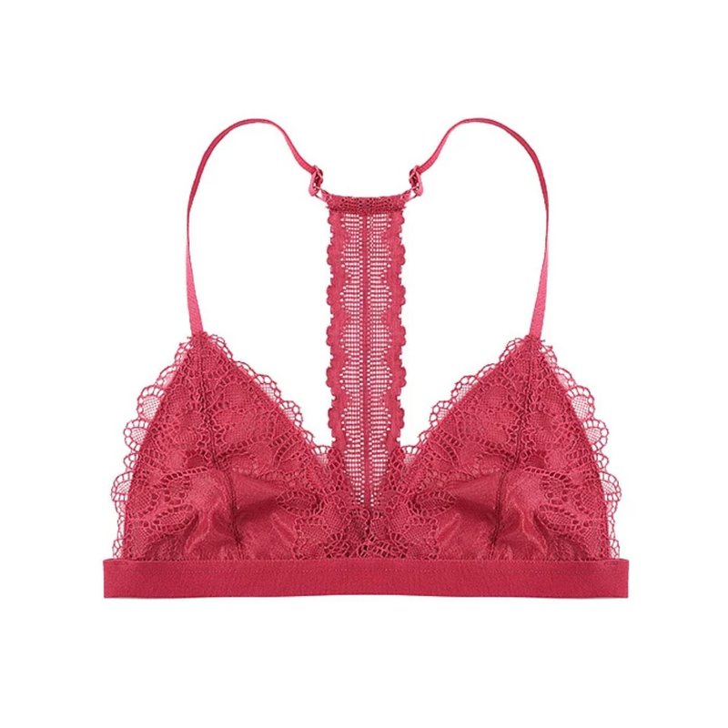 Passionate・玫红T字bralette - 女士内衣裤 - 棉．麻 红色