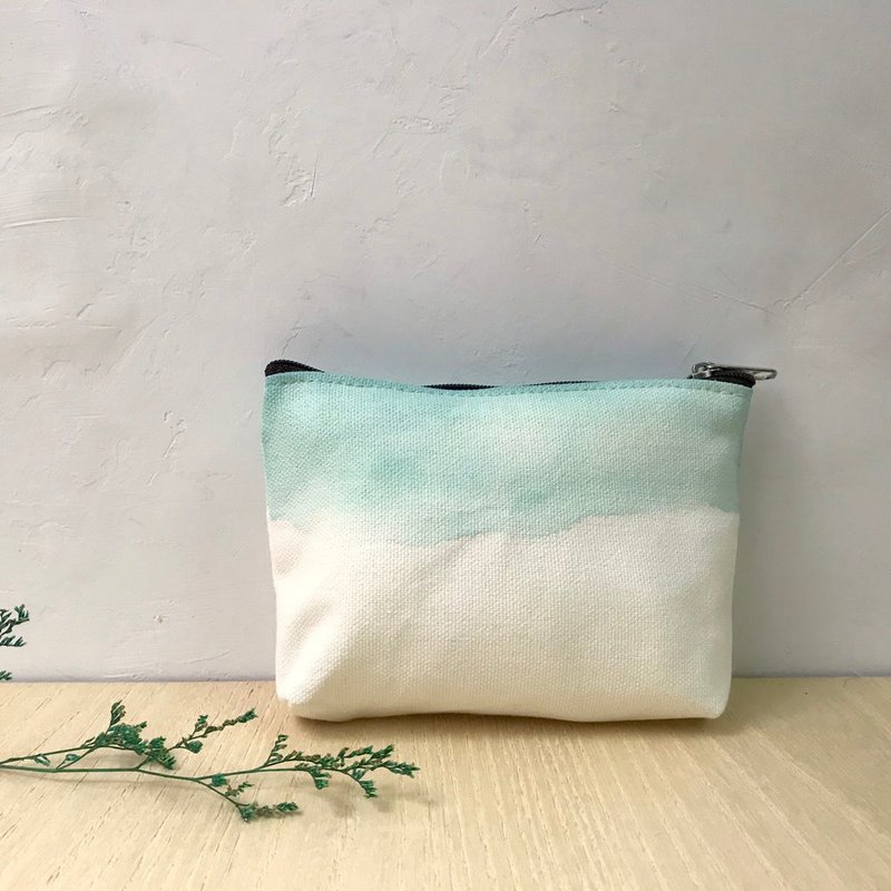 上杉采花定制礼品/湖水面自然色系手染包 - 零钱包 - 棉．麻 多色