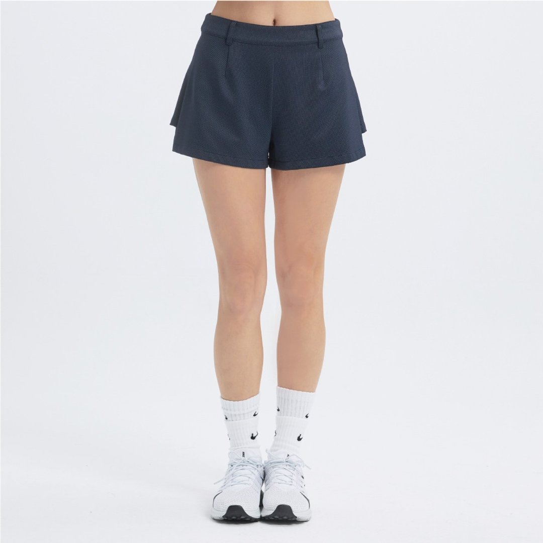 不可退换 /Sportswear打褶短裤-丈青 - 女装短裤 - 聚酯纤维 蓝色
